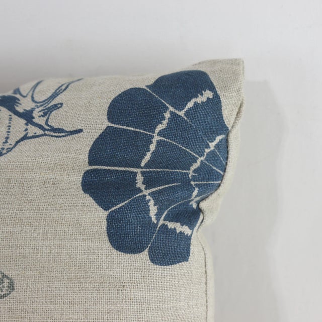 Textile Coastal Seashell and Starfish Print Pillow – Oceanic Charm For Sale - Image 7 of 11