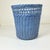 Cornflower Blue Mid-Century Boho Chic Coastal French Blue Wicker Wastebasket. For Sale - Image 8 of 11
