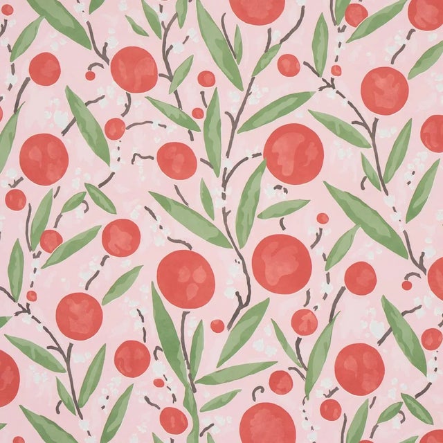 Not Yet Made - Made To Order Schumacher Mirabelle Wallpaper in Cherry & Blush - 10 Yards For Sale - Image 5 of 5