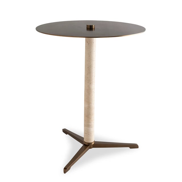Mid-Century Modern Tivoli Marble Natural/Brass Drinks Table For Sale - Image 3 of 3