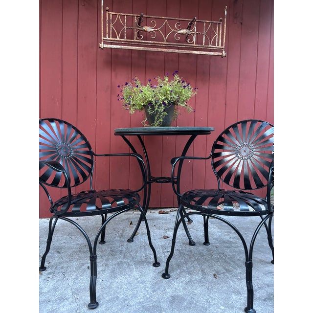 Black Mid 20th Century Francois Carre Garden Dining Chairs - A Pair For Sale - Image 8 of 12