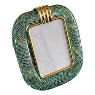 Light Green Filigree Murano Glass Frame, 2000s For Sale