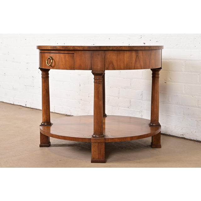 Baker Furniture Company Baker Furniture French Empire Cherry and Burl Wood Tea Table, Circa 1960s For Sale - Image 4 of 16