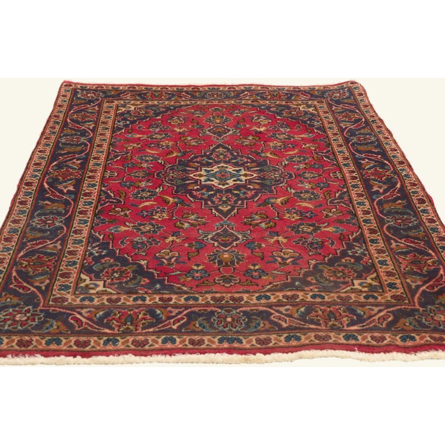Victorian Vintage Persian Kashan Rug, 03'02 X 04'09 For Sale - Image 3 of 10