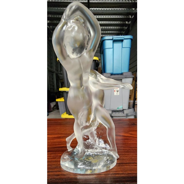 Lalique Vintage Fine French Crystal Figural Group of Two Dancing Female Nudes For Sale In Los Angeles - Image 6 of 13