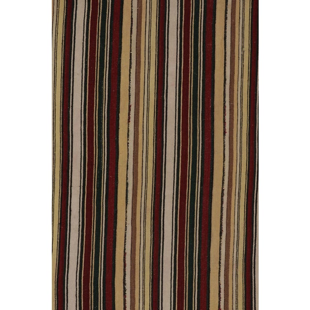 Vintage Persian Kilim, Cream Yellow and Burgundy Stripes - Rug & Kilim For Sale In New York - Image 6 of 8