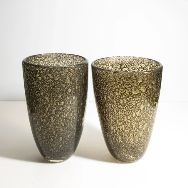 Hand Blown Murano Bullicante Vase in Gold For Sale - Image 10 of 11