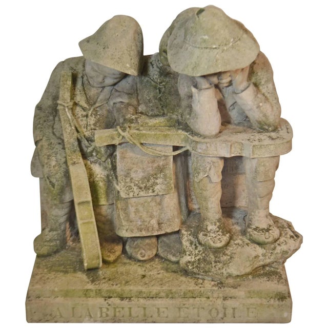 Stone Carved Stone Statue of Children With Musical Instruments For Sale - Image 7 of 7