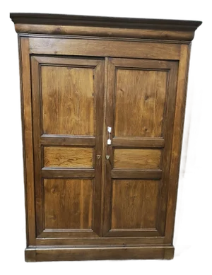 Mid 19th Century French Louis-Philippe Solid Oak Armoire / Wardrobe — Rustic Provincial Storage Cabinet