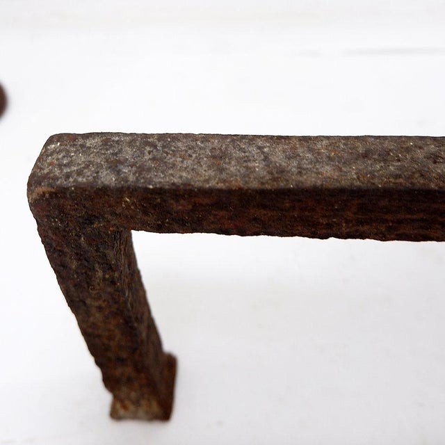 Antique Wrought Iron Andirons, 1890s, Set of 3 For Sale - Image 9 of 13