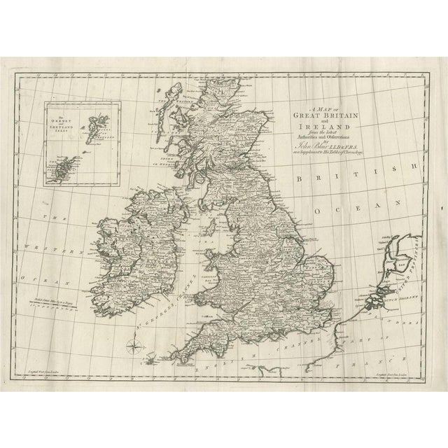 Large Antique Map of the British Isles For Sale