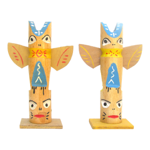 1960s Native American Souvenir Totem Pole Sculptures, Pair