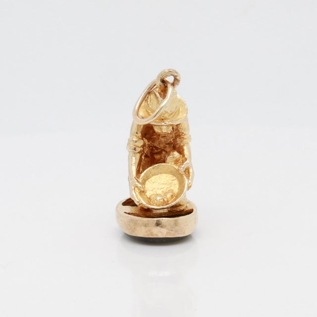 Antique 9k Gold & Jade Seal With Figural Gold Miner Watch Fob Charm For Sale - Image 10 of 12