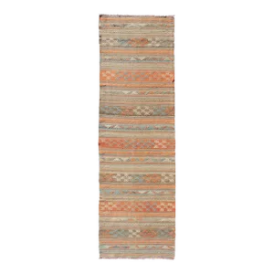 Mid 20th Century Turkish Vintage Kilim Runner With Horizontal Stripes in Bright Tones