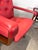 Westnofa Furniture 1970s Pair Red Leather/ Rosewood Framed “Siesta Arm Chairs” by Norwegian Designer Ingmar Relling for Westnofa For Sale - Image 4 of 12
