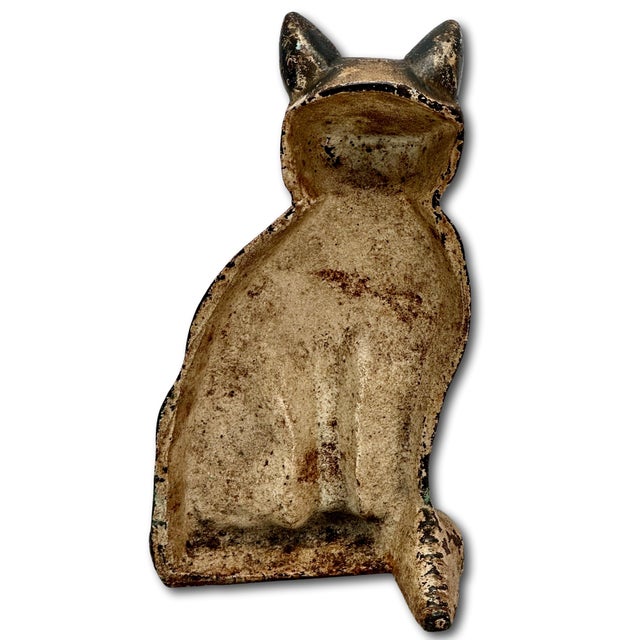 1930s Very Rare Model Vintage 1930s "Wedge" Type Cast Iron Sitting Cat Doorstop by Spencer Guillford For Sale - Image 5 of 18