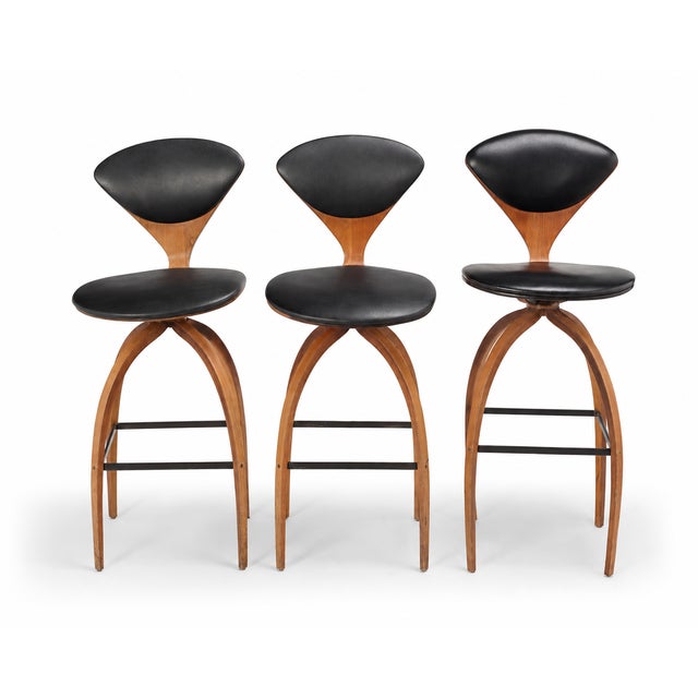Norman Cherner for Plycraft -Set of 3 Molded Plywood Swivel Bar Stools, 1960s Mid-Century Modern For Sale - Image 11 of 12
