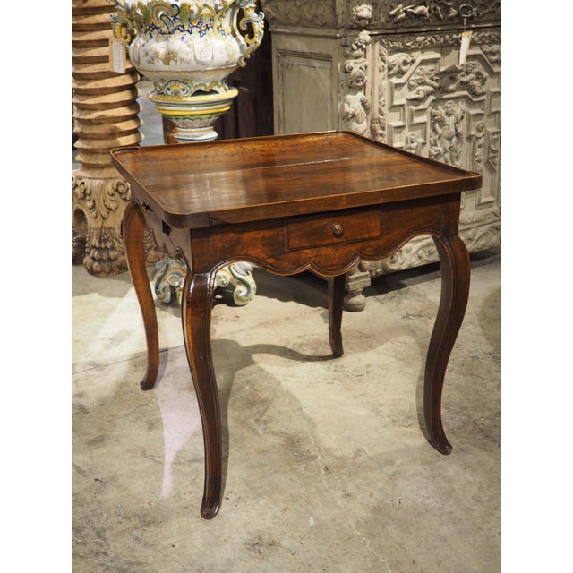 French Louis XV Walnut Wood Table a Jeux Game or Side Table, Circa 1750 For Sale - Image 9 of 18