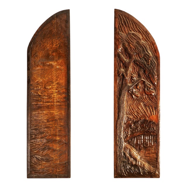 Carved Doors by Georges Lacombe, France, 1890, Set of 2 For Sale