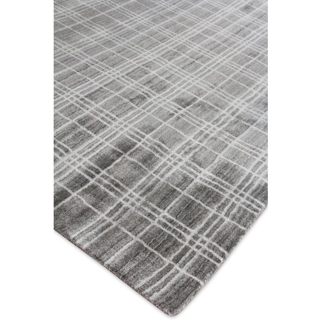Wood Cambridge Hand loom Bamboo/Silk Silver/White Rug-12'x15' For Sale - Image 7 of 8