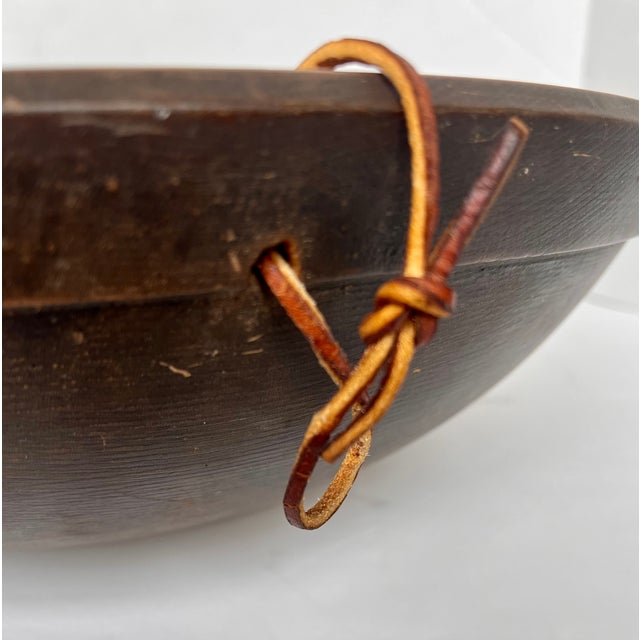 Brown Antique Late 1800s Turned Wood Mixing Dough Bowl For Sale - Image 8 of 12