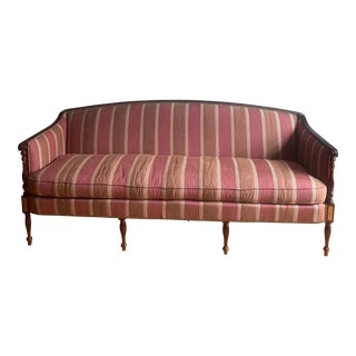 Late 20th Century Hickory Rose Pink Greek Key Federal Sofa For Sale