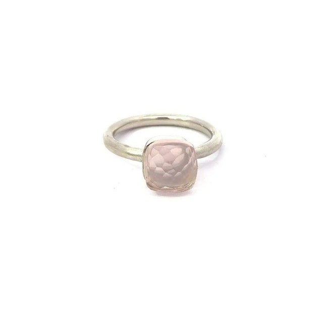 Soft Pink Rose Quartz Solitaire Ring for Women in 925 Silver, Size 8.5 For Sale - Image 9 of 11