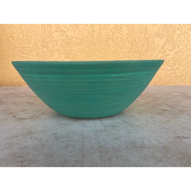 Large Handmade 13” Teal Bamboo Bowl For Sale - Image 4 of 6