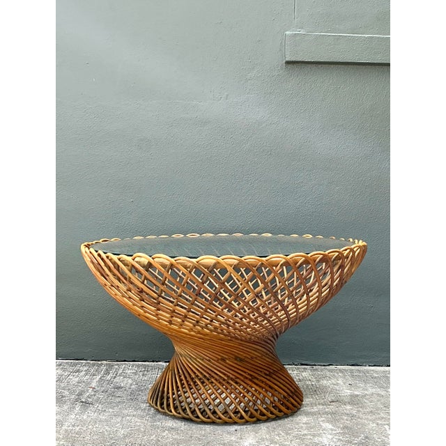 Vintage Albini for Bonacini “Primavera” Rattan Table For Sale - Image 9 of 12