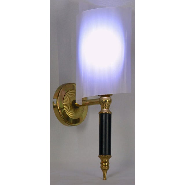 Maison Arlus Maison Arlus Black & Brass Sconces, France Mid 20th Century - a Pair For Sale - Image 4 of 6