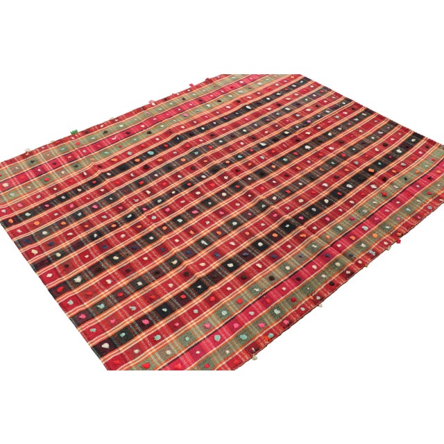 Rug & Kilim Vintage Jajim Qashqai Persian Kilim With Colorful Dots and Stripes - Rug & Kilim For Sale - Image 4 of 7
