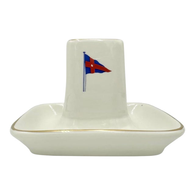 Vintage New York Yacht Club Ashtray Match Holder Ceramic Nautical For Sale