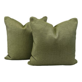 Woven Basketweave Feather/Down 20”x20” Pillows - A Pair For Sale
