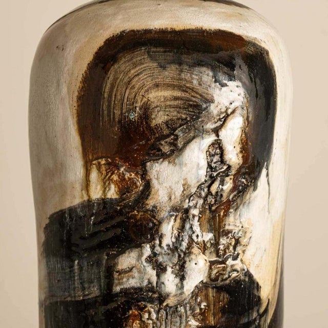 Dark Brown and Beige Table Lamp attributed to Jeppe Hagendorn, Denmark, 1960s For Sale - Image 9 of 12