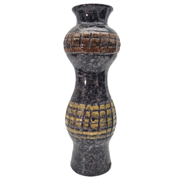 Mid-Century Italian Studio Pottery Brutalist Volcanic Glaze Lava Floor Vase 14" For Sale - Image 10 of 12