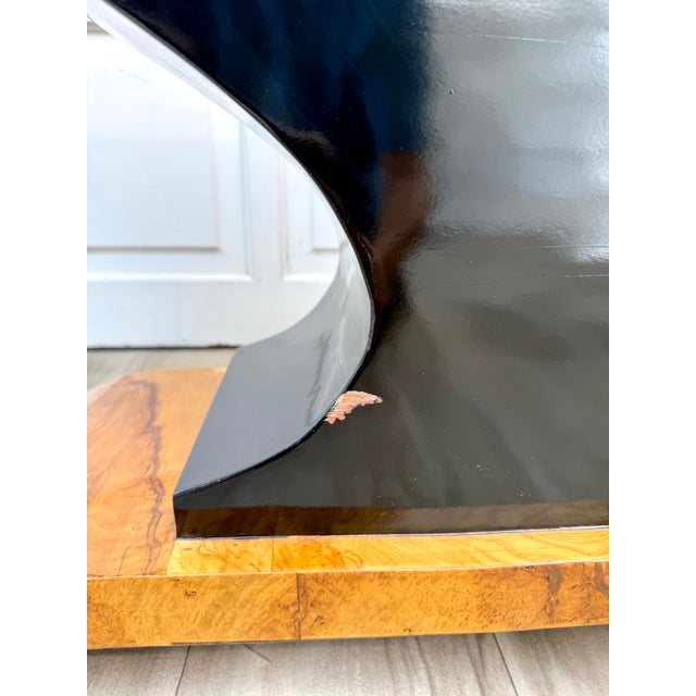 Art Deco Revival Burlwood Console Table With Sculptural Curved Base For Sale - Image 14 of 16