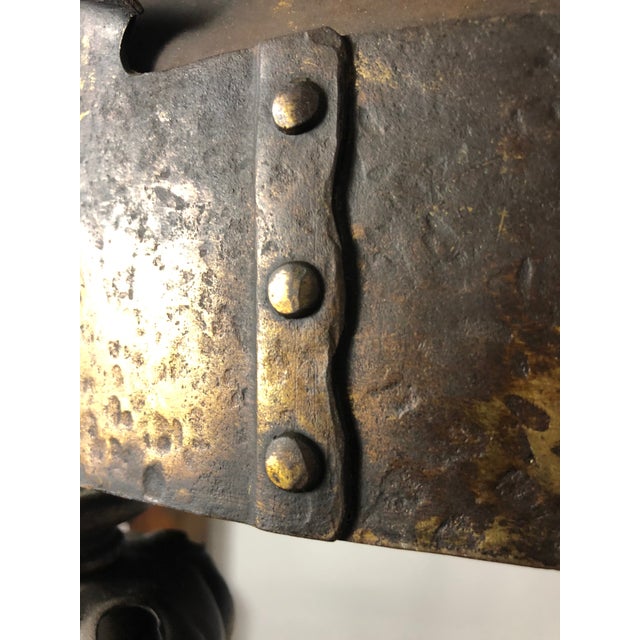Bronze 1904 Gothic Revival Arts & Crafts Hand-Wrought & Hammered Light Fixture For Sale - Image 8 of 9