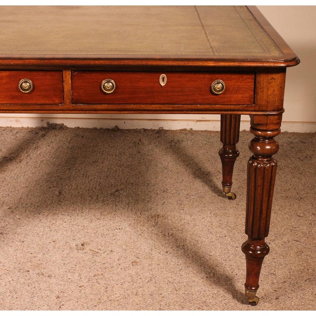 19th Century English Mahogany Partner Desk For Sale - Image 6 of 12