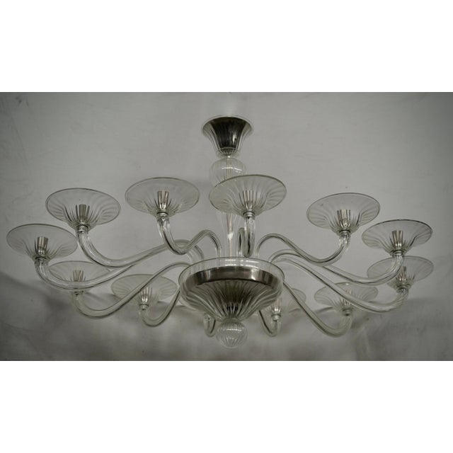 Mid-Century Transparent Murano Art Blown Glass Chandelier, 2000s For Sale - Image 4 of 9
