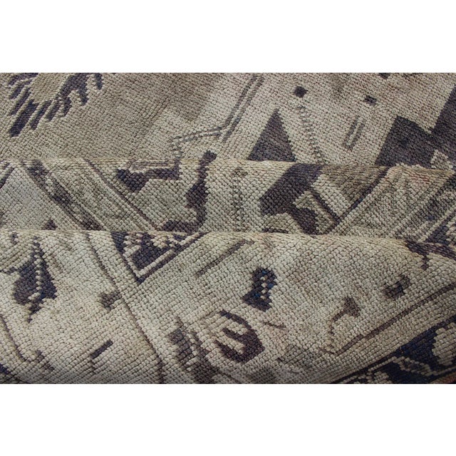 Vintage Hand Knotted Turkish Oushak Rug With Dual Medallion Design in Dark Blue and Taupe For Sale - Image 11 of 12