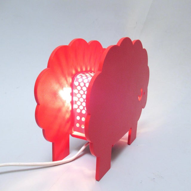 1970s Vintage Italian Red Sheep Lamp, 1970 For Sale - Image 5 of 10