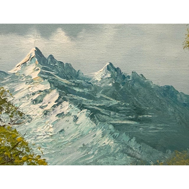 Mid 20th Century Vintage Landscape of Mountainous Meadow With Stream, Framed + Signed For Sale - Image 5 of 12