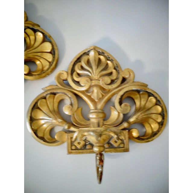 Gold 19th-Century Italian Giltwood Candle Sconces, a Pair For Sale - Image 8 of 12
