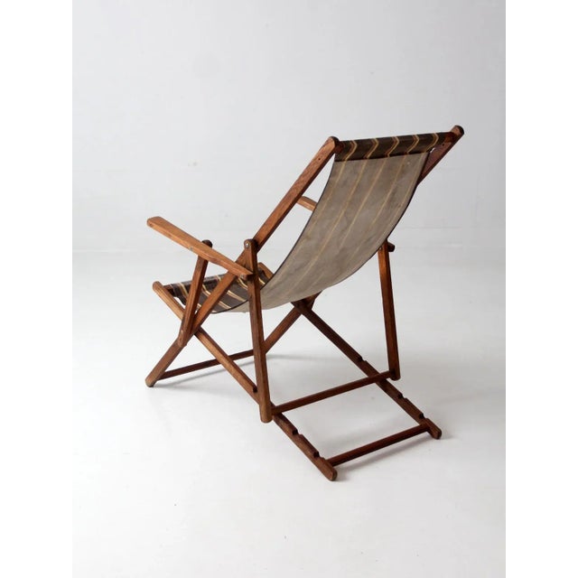Mid Century Striped Deck Chair For Sale - Image 10 of 13