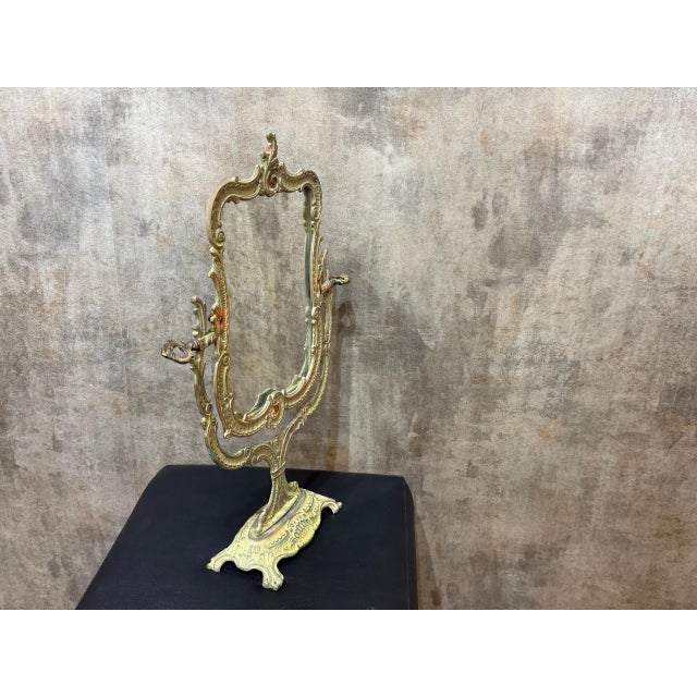 2020s Verdigris Patina Brass Vanity Mirror For Sale - Image 5 of 13