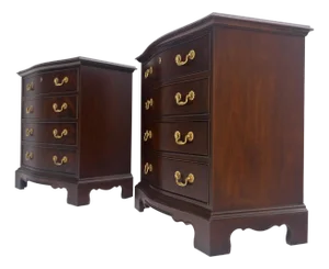 Pair Banded Top 4 Drawers 31" High Small Chests End Tables Night Stands MINT