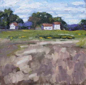 Mendocino Field, Contemporary Impressionist Style Landscape Oil Painting