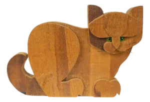 Wooden Cat Sculpture by Michelangeli