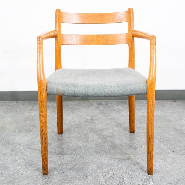 Mid-Century Modern Mid Century Danish Modern Dining Chair Niels j.l Moller #67 Oak Denmark Armchair For Sale - Image 3 of 12