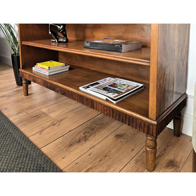Mid-Century Italian Walnut and Burl Wood Three-Shelf Open Bookcase, 1950s For Sale - Image 6 of 9